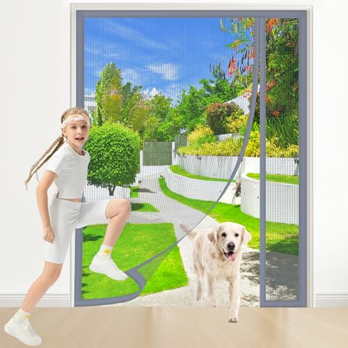 Zanzariera Porta Finestra A Rullo 225x210cm Grigio Tenda Anti zanzare Totalmente Magnetica Chiusura Automatica per Porta Finestra Balcone Punch Gratuito