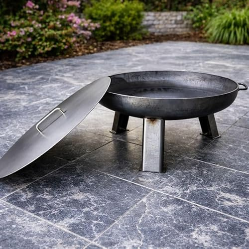 TiKo-Design® Feuerschalen Deckel Ø 62 cm aus 2 mm Stahl mit Edelstahlgriff