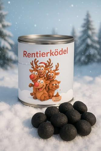 Rentierködel aus der Dose 150 g fluffige Marshmallow Klößchen mit Humor Faktor Scherzartikel Lustige Geschenkidee Party-Brüller Spaßgeschenk Wichteln Wichtelgeschenk