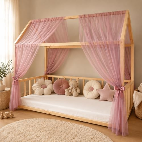 Baby Fancyroom Dosel de cama para cuna de casa, cortina de cama universal, tul premium, de doble cara, dosel para cama de casa, cortina para cama (rosa viejo, 340 cm)