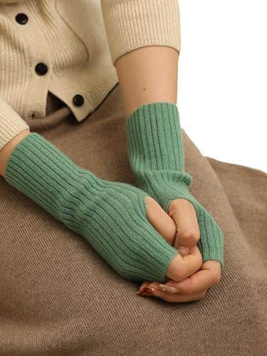 Prettystern Damen Kaschmir-Wolle Gerippte Fingerlose Handschuhe Hand-Stulpen handgelenk-wärmer Pulswärmer