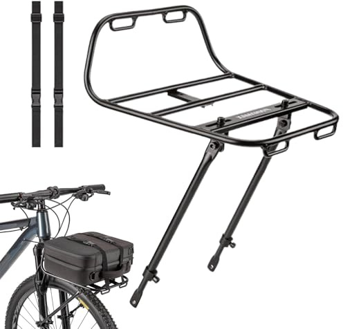 Portabici Anteriore, Portabiciclette in Alluminio, Portabiciclette con Cinghie Regolabili e Robusto, Comodo Accessorio per Bicicletta per Ciclismo su Strada, Parcheggio Interno per Montaggio a