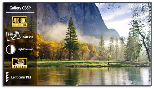 WUPRO Gallery Écran de Projection CBSP ALR 4K/8K Ultra HD Cadre Fixe 16:9, Montage Mural, Compatible avec UST (Non St/LT) (92)