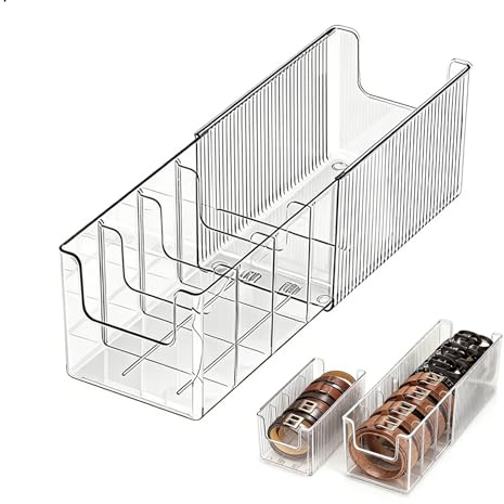 Gürtel Organizer Acryl Gürtel Aufbewahrung, Ausziehbarer Gürtelhalter Kleiderschrank, 7 Fächer Gürtelorganizer für Accessoires Krawatte, Uhren, Seidenhalstuch