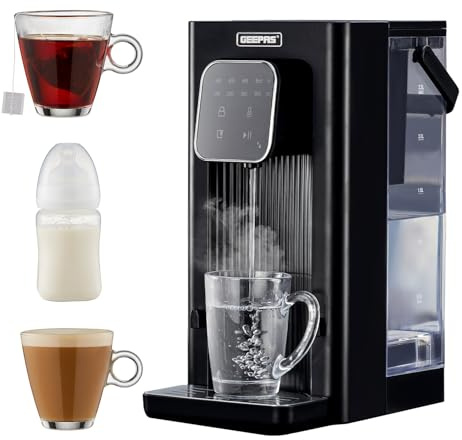 GEEPAS Instant Water Dispenser 2.6KW | Strix Filter 2.5L Tank | Adjustable Temp (45/65/85) & Volume | Touch Panel LED Indicator Removable Drip Tray | Rapid Boil Fresh Clean Hot Water for Home & Office