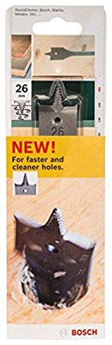 Bosch Accessories 2609255341 Mèches plates Self Cut à pointe de centrage double ébaucheur Diamètre 26 mm Longueur 152 mm