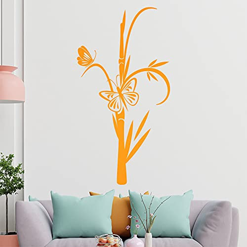 Schmetterlinge auf Bambus Wandtattoo in 6 Größen - Wandaufkleber Wall Sticker - Dekoration, Küche, Wohnzimmer, Schlafzimmer, Badezimmer