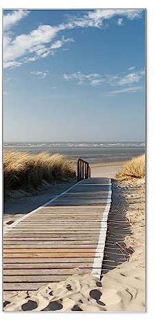 banjado® Magnettafel 37 x 78cm / Magnetwand aus Metall/Magnetpinnwand als Memoboard/Pinnwand Magnettafel Küche, Büro, Kinderzimmer inkl. 4 Magnete & Montageset - Motiv Dünen