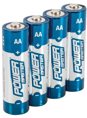 Powermaster 992118 - Pack de 4 pilas súper alcalinas, AA/LR6, color azul
