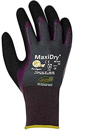 ATG trempés 56–424 pour Homme Gants de Travail en Nitrile Micro Revêtement en Mousse Protection des Mains, Violet