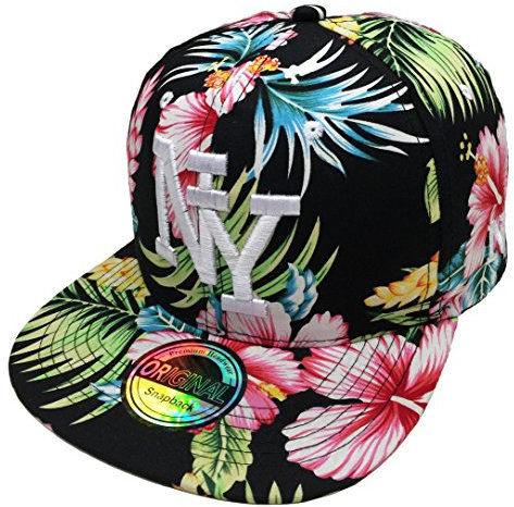 JameStyle26 Snapback NY USA Summer Hawaiian Cap Starter Baseball Cap Trucker Cap Kult Unisex Baseball - Schwarz - Einheitsgröße