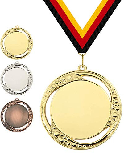Pokalmatador GmbH Ø 70 mm Medaille Portugal inkl. Medaillenband und Aluminiumemblem mit Sportart und Beschriftung (Gold, inkl. Beschriftung)