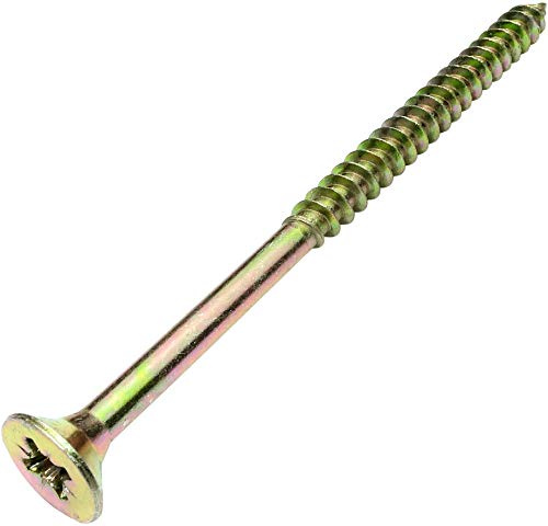 Aerzetix - C45203 - Lot de 50 - Vis à Bois - Ø6x100mm - en Acier Laitonné Métal - Tête Fraisée - à Empreinte Cruciforme Pozidriv - Couleur Laitonné
