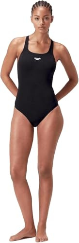 Speedo Damen Eco Endurance+ Medalist Badeanzug | Athletische Passform | Klassisches Design | Recyclingmaterial | Chlorbeständig | Besonders flexibel Badeanzug, Schwarz, 32