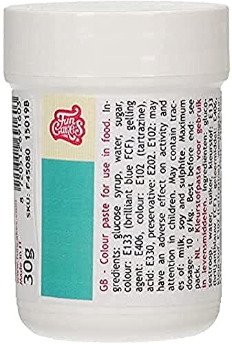 FunCakes Food Colour Paste Turquoise; Concentrated Food Colouring Paste for Batter, Cream, Fondant, Marzipan, Dough, Modelling and Flower Paste. Halal and Kosher. 30 g