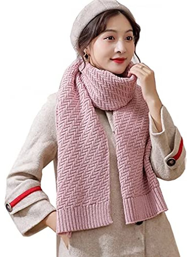 Kabelife Unisex gestrickt Schal Damen Strickschal Langer Herbst Winter Warm Schal Einfarbig Grobstrick Schal Long Scarf 30 * 180 CM (Pink)