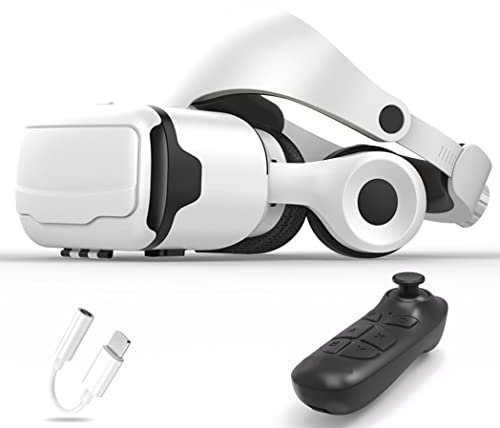 Gafas de Realidad Virtual, 3D VR Gafas con Controlador Bluetooth para Juegos Visión Panorámico VR Glasses para iPhone 13 Pro Max/13 Pro/13/12/11, para Samsung Galaxy S21, Huawei, Xiaomi