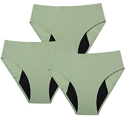 Nahtlose Schwangerschaft & Wochenbett Period Menstruations-Unterhosen, saugfähig, waschbar, umweltfreundlich, Menstruationsregeln (Grün, XXL)