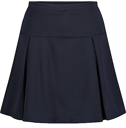 Izod Girls' School Uniform Pull-on Scooter Skirt with Undershorts, Knit Waistband & Functional Pockets, Wrinkle Resistant, Navy Performance, 8
