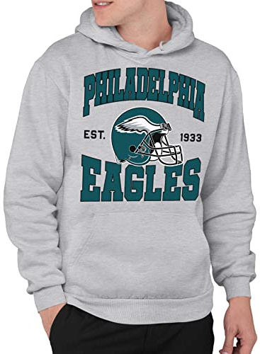 Junk Food Unisex Arizona Cardinals Team hjälm vuxen fleece huvtröja tröja med huva, Philadelphia Eagles Athletic Heather, XL