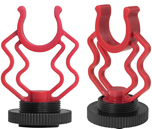 Shockmount for External Video Mic LUORNG 2PCS On Camera Microphone Shock Mount Holder Bracket with 1/4in Cold Shoe for RODE VideoMicro,MM1,VXR10,MCM-1,M80 Mini Cardioid Shotgun Microphone
