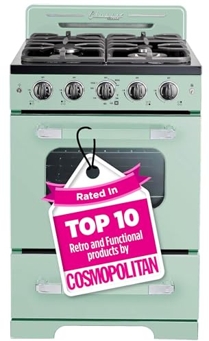 Unique Appliances Classic Retro Gas Range, Freestanding Gas Range with 4 Burners, Convection Oven, and Oven Light, 24, Summer Mint Green