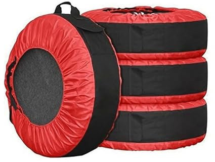 Reifentaschen Universal Auto Reserverad Abdeckungen Fall Reifen Lagerung Taschen Wasserdicht Sonnenschutz Staub-Proof Spurverbreiterungen Schutzhülle 4 Farben (Color : 4 Covers no Spacer)