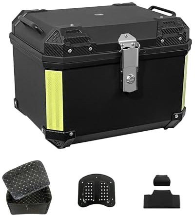 Baúl Motocicleta Universal Top Case Maleta Para Moto, Impermeable Viajar Caja De Cola Con Candado De Seguridad Para Moto/Scooter/Ciclomotores 57L 45L 36L Plateado/negro Topcase Para Guardar Casco(Colo