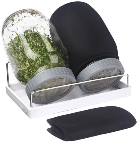 Sprossenglas Set Sprossen Keimglas Set - Sprouting Jar Mit Deckel & Sieb Aus Edelstahl Für Sprossenzucht - Sprossen Keimgerät Zur Kresse Anzucht - Keimglas Für Sprossen (2 Sets)