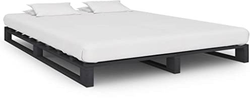 Hommdiy Kiefernholz Massiv Palettenbett Palettenmöbel Massivholzbett Bett Holzbett Futonbett Bettgestell Bettrahmen Einzelbett,Grau,120 x 200 cm