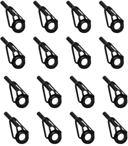 QEDBOJE 16 piezas Juego de reparación de puntas de caña de pescar, acero inoxidable, piezas de cerámica, kit de reparación de caña de pescar para agua dulce y agua salada (negro)