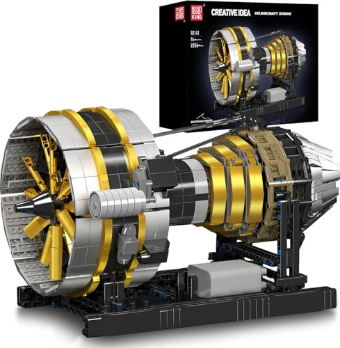 Mould King 10141 MOC Technik Flugzeugtriebwerk-Blockbausatz Technologie Klemmbausteine Bausatz Enthält Motor und Batteriekasten-Luftfahrttriebwerk (2256 PCS+) Erwachsenen-Bausteine
