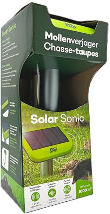 BSI - Puissant Répulsif Taupes - Solar Sonic - Vibrations - Ultrasons - Energie Solaire - Installation Facile Et Efficace Jusqu'à 1000m² - Adapté Aux Mulots - Campagnols - Serpents