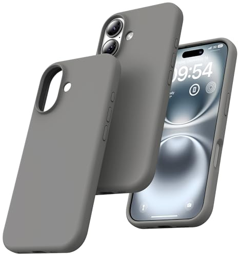 TOCOL für iPhone 16 Hülle Silikon, Stoßfest Anti-Rutsch Anti-Fingerabdruck Kratzfest Handyhülle für iPhone 16 Case, Grau