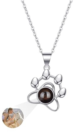 Svyqwmz Personalisierte Katze/Hund Pfote Anhänger Halskette mit Bild benutzerdefinierte Haustier Foto Halskette Gedenkschmuck für Tierliebhaber Frauen Männer