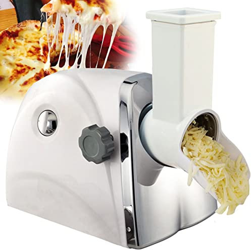 Electric Rotary Cheese Shredder Machine, 3 Stainless Steel Revolving Blades, Quick Shred - 1min/500g, Rotary Drum Grater for Kitchen or Commercial
