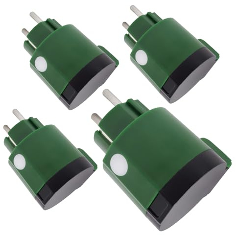 LED ATOMANT 4x Enchufe Wifi Exterior Redondo Verde 16A IP44 App Smart Life | Compatible con Alexa y Google Assistant, App Smart Life y Tuya