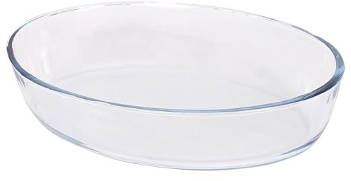 Argon Tableware Oval Glass Oven Dish - 35cm x 24cm - 1x Large Deep Baking Casserole Lasagne Roasting Roaster Cooking Tray Bowl | Microwave Safe, Freezer Safe