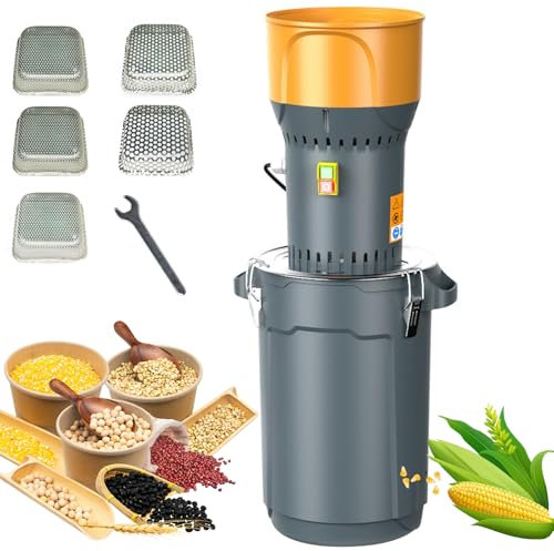 Smerigliatrice elettrica per Cereali, smerigliatrice per Mais 25 / 50L, Mulino per Grano speziato 1300W con 5 modalità Filtro, polverizzatore di Cereali per mulini per Cereali agricoli, mangime Secco