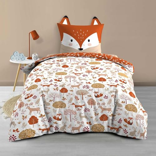 Douceur d'Intérieur, Parure de Lit 2 Pièces (140 x 200 cm) Roxy2 Orange, 100% Coton