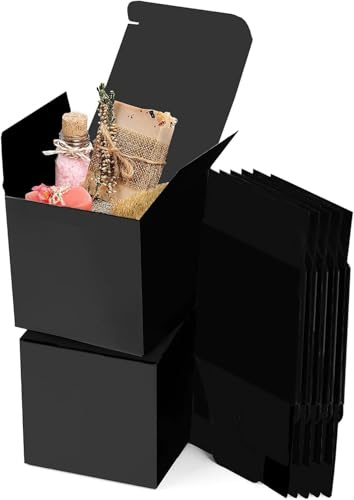 Kartonschachtel, 15er-Pack Geschenkboxen aus Kraftpapier, Kartonschachtel mit Deckel, quadratische Geschenkbox für Geschenke, Geburtstage, Partys, Hochzeiten (15 x 15 x 15 cm, Schwarz)