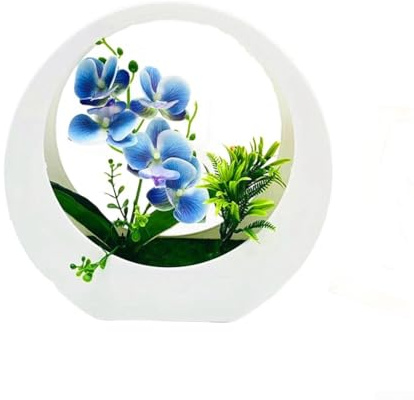Plantes artificielles en pot, orchidée bonsaï en soie, plante murale en pot, décoration d'intérieur pour salon, chambre à coucher, bureau (bleu)