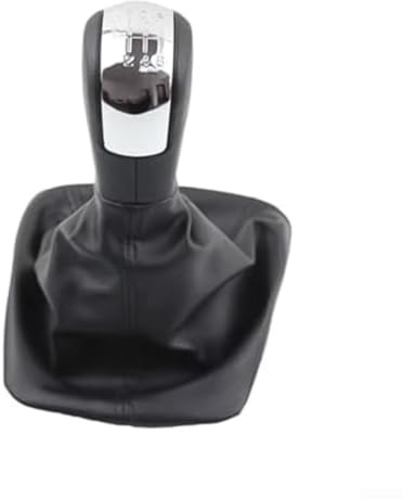 Pomo de palanca de cambios de cuero y cubierta antipolvo cromada, para Skoda para Octavia 2 2004-2013, se adapta a 5 velocidades y 6 velocidades, agarre ergonómico (6 velocidades)