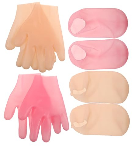 Gatuida Silicone Fuß Handmasken Intensive Feuchtigkeitspflege bei Trockener Rissiger Haut Exfolierende Fußmaske gegen Hornhaut Elastische Spa Socken und Handschuhe für Weiche Haut