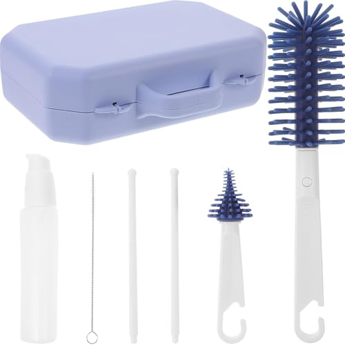 MUSISALY Set de Brosses pour Biberon avec Goupillon Tétine et Paille Étendoir Portable et Boîte de Rangement Nettoyage Complet pour Accessoires Biberons Silicone Sûr Léger et Pratique