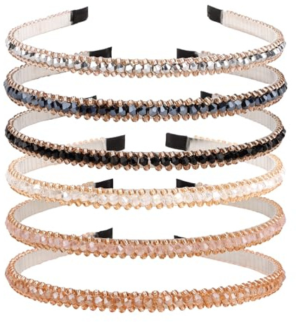 EXIPSAT 6er Set Strass-Haarreifen Damen, Elegante Kristall-Haarschmuck für Hochzeit & Alltag, Glitzernde Diademe für Frauen