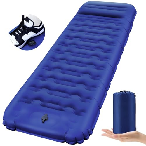 Isomatte Selbstaufblasend mit Fußpresse Pumpe, 12cm Verdicken Isomatte Camping, Ultraleicht Luftmatratze Kleines Packmaß, Aufblasbare Matratze Campingmatte Schlafmatte für Outdoor Camping