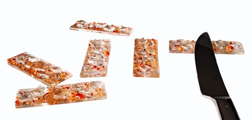 Porte-Couteaux Verre Recyclé Orange Lot 12 Fait Main France - Étui Tissu