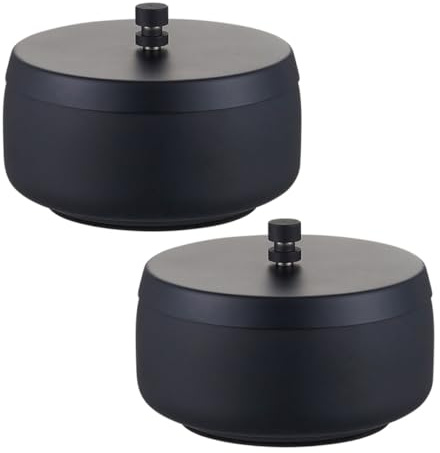 Toyvian Posacenere in Acciaio Inossidabile con Coperchio, Antivento, Portatile, 2 Pezzi, per Campeggio e Viaggio, Stile Moderno, Nero