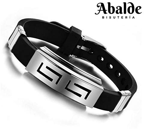 Feilok Bracciale da uomo in acciaio inox, regolabile, 22 centimetri, in pelle, senza pietra., 22 centimeters, Pelle, Senza pietra.